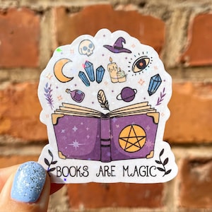 Adesivo I libri adesivi sono magici scintillii fantasy pentagramma cappello magico libro topo di biblioteca libro amore bottiglia d'acqua album bullet journal