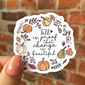 Sticker sticker herfstbladeren pompoen verandering is mooi vinyl mat herfst tijd waterdichte waterfles laptop scrapbook bullet journal