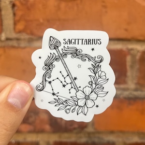 Aufkleber Sticker Sternzeichen Zodiac Horoskop sagittarius Schütze Blumen floral Astrologie Sterne Laptop Scrapbook Bullet Journal Bujo