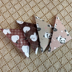 Set di 4 - Origami angolo libro segnalibro carta modello panda uccelli cuore punti a quadretti carino kawaii marrone beige regalo per gli amanti dei libri