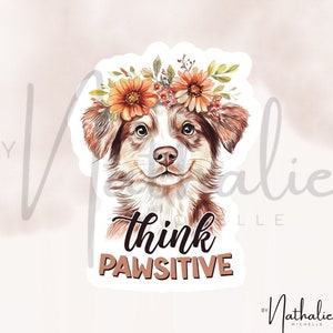 Adesivo Adesivo Cane Fiori Cane Amore Pawrents pensa pawsitive Australia Shepard Aussie Bottiglia d'acqua Laptop Scrapbook Bullet Journal