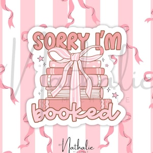 Adesivo mi dispiace sono prenotato fiocco rosa ragazza topo di biblioteca amore per i libri lettura pila di libri Kindle bottiglia d'acqua portatile album bujo