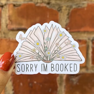Sticker sticker sorry ik ben geboekt boekenwurm boekenwurm boek hou van lezen leesgrage Kindle bloemen waterfles laptop plakboek bullet journal