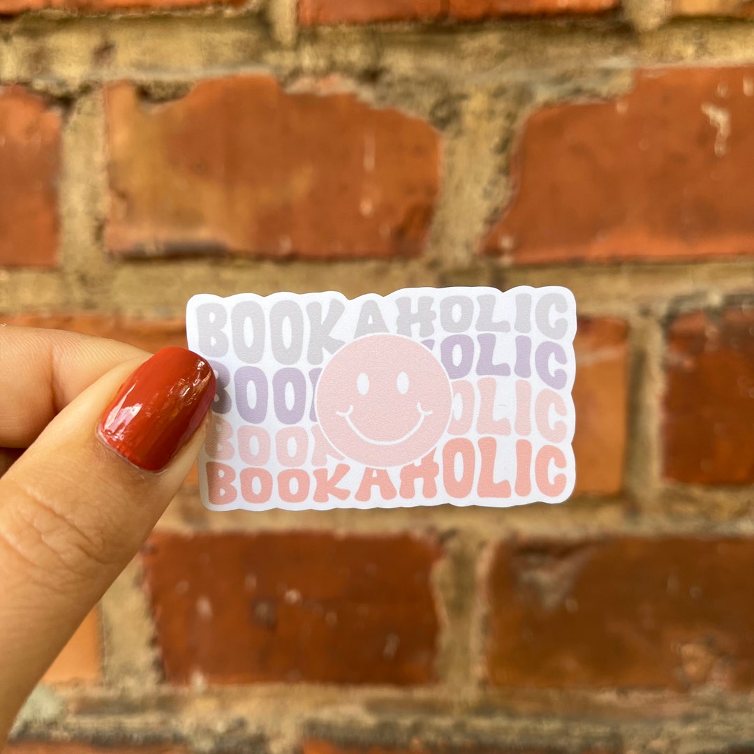 Sticker Bookaholic Smiley Pink Purple Pastel Happy Bookworm Bookish ...