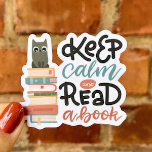 Adesivo adesivo mantieni la calma e leggi un libro topo di biblioteca topo di biblioteca libro amore lettura gatto pila acqua bottiglia laptop scrapbook bullet journal