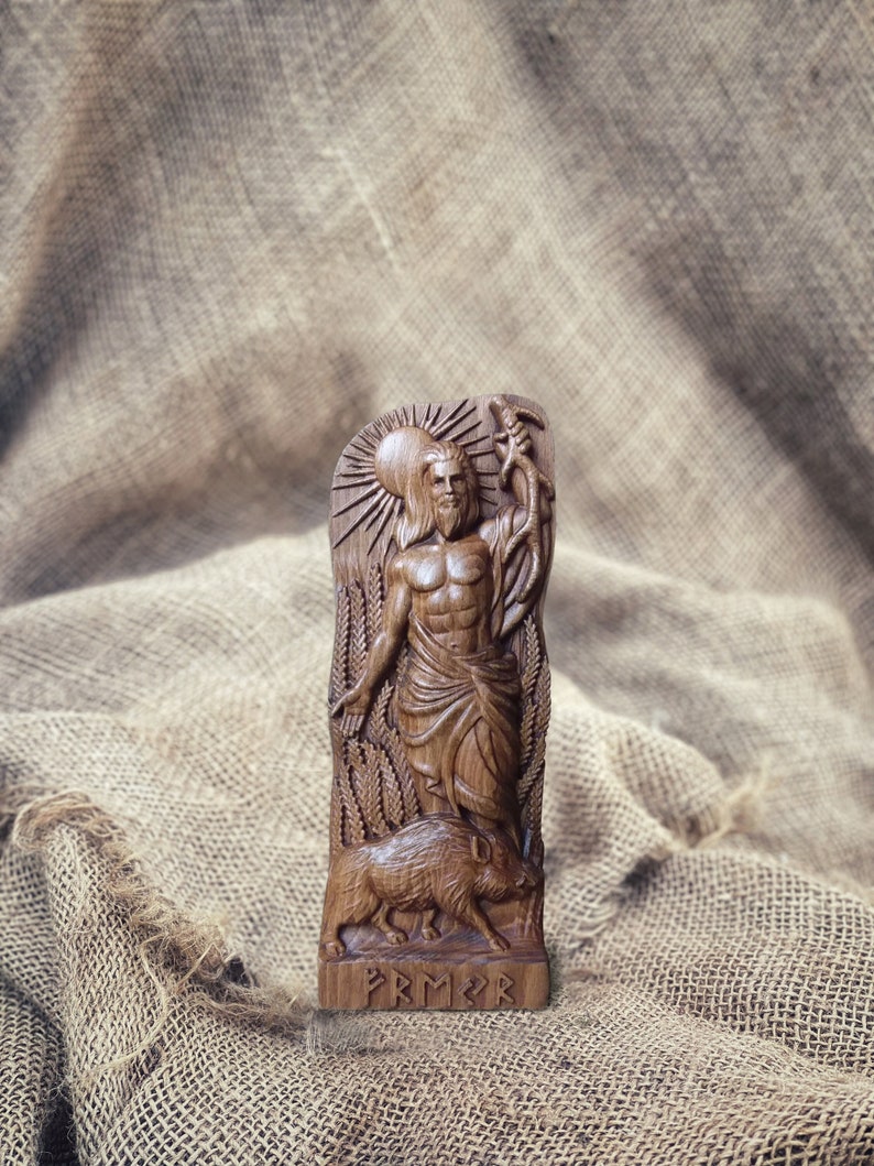 Freyr Statue Norse Gods Wood Carving Altar Heathen Asatru Viking God
