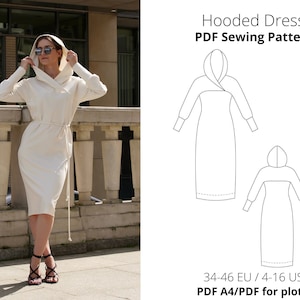 Hoodie Dress PDF Sewing Pattern/ Instant Download