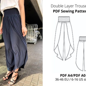 Women Trousers PDF Sewing Pattern /Double Layer Trousers
