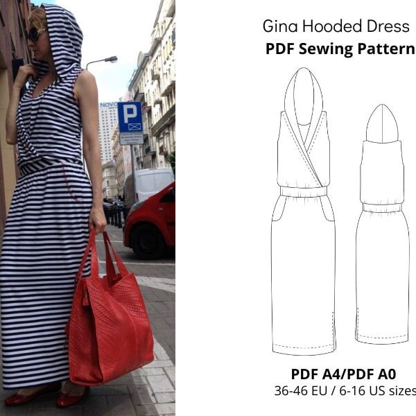 Hooded Dress PDF Sewing Pattern/ Instant Download