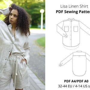 Patrón de costura de camisa de lino en PDF / Descarga instantánea