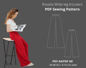 Wide leg trousers Pattern/Instant Download