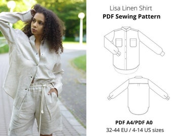 Linen Shirt PDF Sewing Pattern / Loose Fit shirt