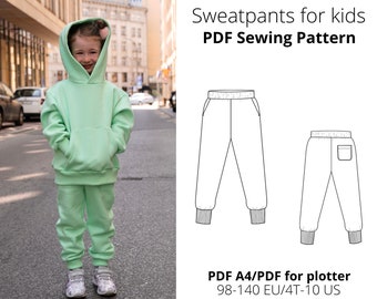 Patron de couture PDF pour pantalons de survêtement pour enfants