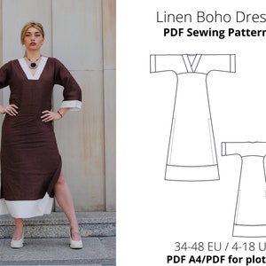 Boho Dress with Side Slits PDF Sewing Pattern/ Instant Download