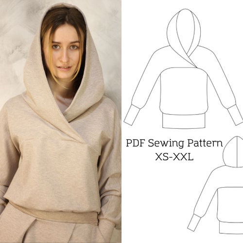 Cropped Hoodie PDF Sewing Pattern for Women and Teens Sizes Etsy