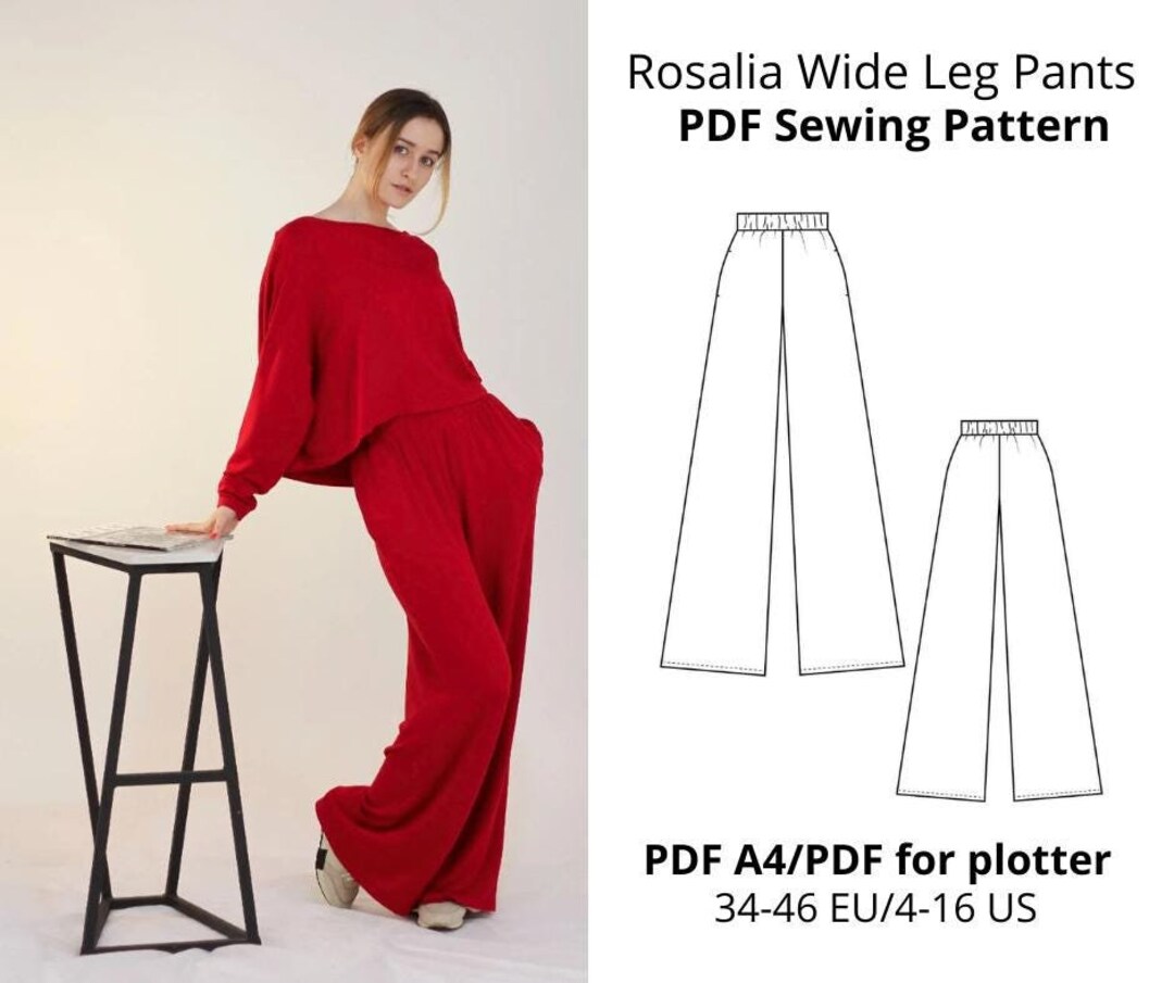 Wide Leg Pants PDF Sewing Pattern/instant Download - Etsy