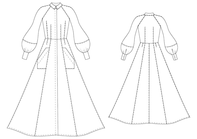 Linen Maxi Dress Pattern / PDF Sewing Pattern / Sundress With Buttons