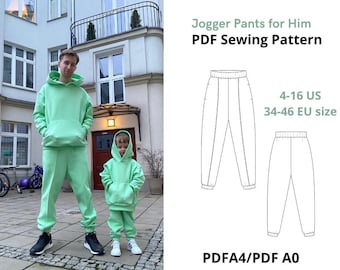 男性用ジョガーパンツ / PDF 縫製パターン / 即時ダウンロード