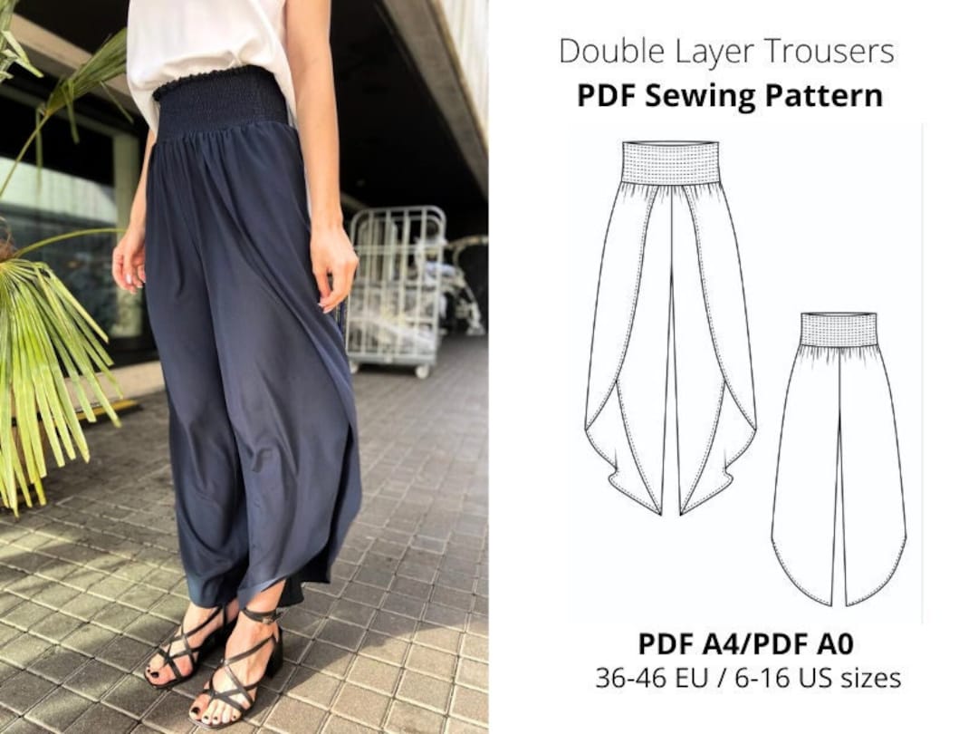 Women Trousers PDF Sewing Pattern /double Layer Trousers - Etsy