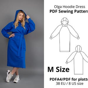 Sporty Hoodie Dress Sewing Pattern/Instant PDF Download / PDF A4-PDF A0 format