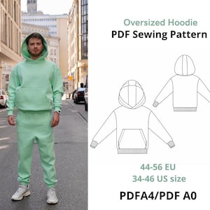 Hoodie for men PDF Sewing pattern / Instant Download / Oversized Hoodie