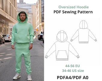 Hoodie for men PDF Sewing pattern / Instant Download / Oversized Hoodie