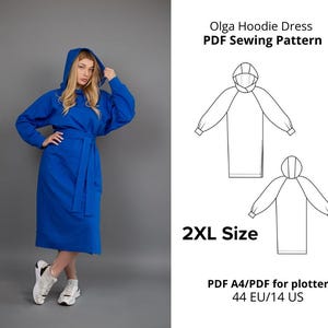 Sporty Hoodie Dress Sewing Pattern/Instant PDF Download /PDF A4-PDF A0 format
