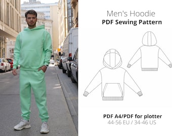 Hoodie for men PDF Sewing pattern/ Hooded Pullover for men/Oversized Hoodie