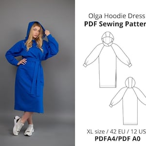 Sporty Hoodie Dress Sewing Pattern/Instant PDF Download / PDF A4-PDF A0 format