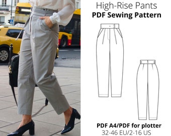 High-Rise Pants/Women trousers/Office pants/PDF Sewing Pattern