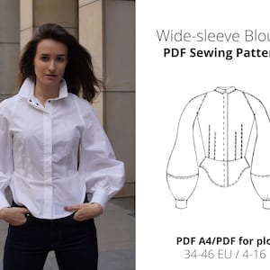 Peasant Sleeve Blouse PDF Sewing Pattern/ Instant Download