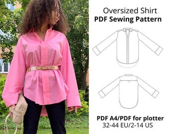 Modello di cucito per camicia oversize / Download PDF immediato