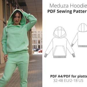 Women Hoodie/ Slim Fit/ PDF Sewing Pattern