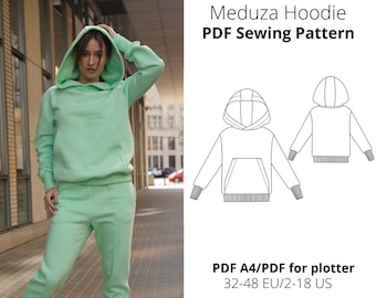 Women Hoodie/ Slim Fit/ PDF Sewing Pattern