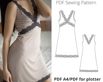 Patrón de costura de camisón en PDF / Descarga instantánea