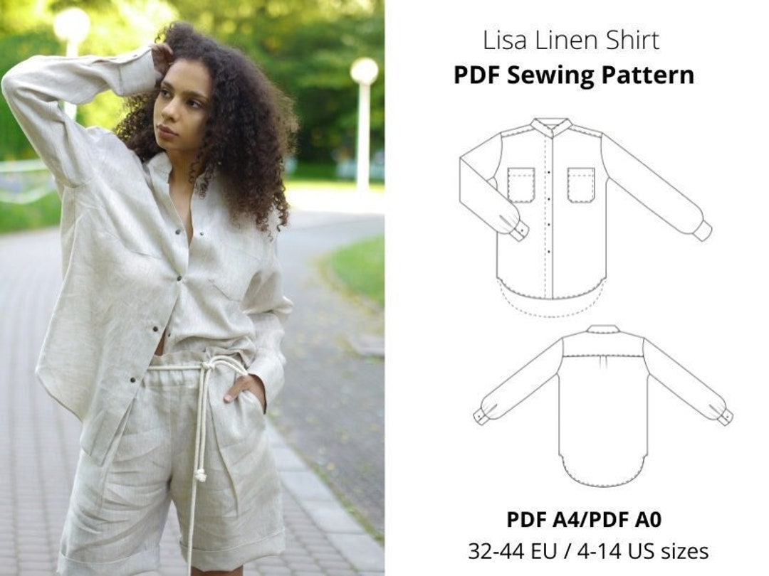 Linen Shirt PDF Sewing Pattern Etsy