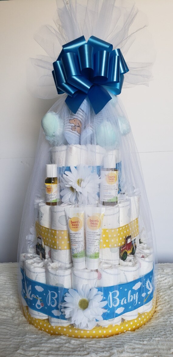 Baby Boy Tier Diaper Cake, Shower Gifts