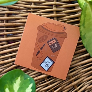 Sticker (8x8cm) - Cosy Takeaway Cup / Café Lover / Coffee Addict / Hot Chocolate Season (originele digitale tekening)