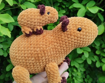 Crochet capybara pattern: capybara plush and baby capybara, amigurumi capybara pattern