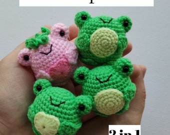 Crochet frog patterns, crochet strawberry frog, crochet frog plush, amigurumi frog pattern pdf