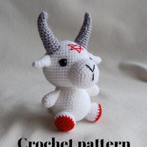 Crochet baphomet pattern, baby baphomet amigurumi, crochet creepy doll