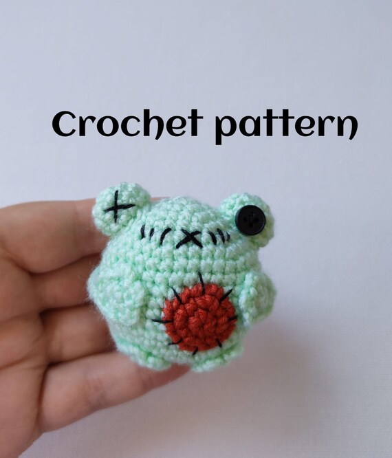 Crochet zombie frog pattern, crochet frog plushie, crochet zombie, amigurumi frog