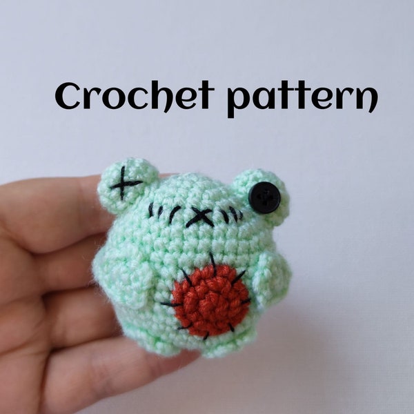 Crochet zombie frog pattern, crochet frog plushie, crochet zombie, amigurumi frog