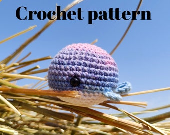 Patrón crochet ballena, ballena crochet, patrones amigurumi, ballena de bolsillo, patrón animales crochet, patrón animales marinos