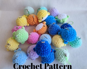 Crochet whale no-sew pattern, crochet whale plush, keychain plush pattern, sea animals patterns