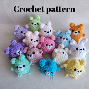 Crochet bunny no-sew pattern, crochet bunny plush, keychain plush patterns, amigurumi patterns