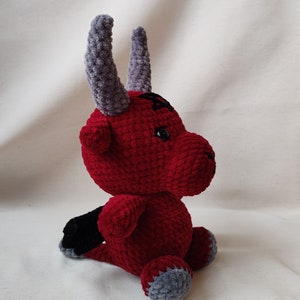 Black Goat Crochet Plush With Red Button Eyes 