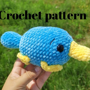 Crochet platypus plush pattern, Perry the platypus, platypus plushies, platypus pattern pdf