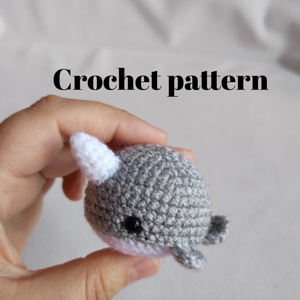 Crochet narwhal, crochet narwhal pattern, amigurumi patterns,  sea animals pattern, crochet pocket narwhal