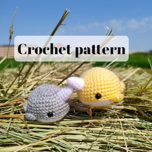 Crochet narwhal pattern, amigurumi narwhal patterns,  sea animals pattern, crochet pocket narwhal